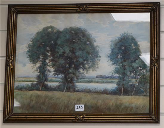 Early 20th century, watercolour, Wooded landscape, unsigned,